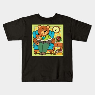 Paw Bear Reading to Cat Kids T-Shirt